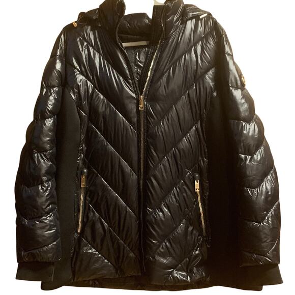 Michael Kors Black Puffer Jacket 3X Womens w/ Inset Sides Pockets & Zippers - Picture 1 of 8